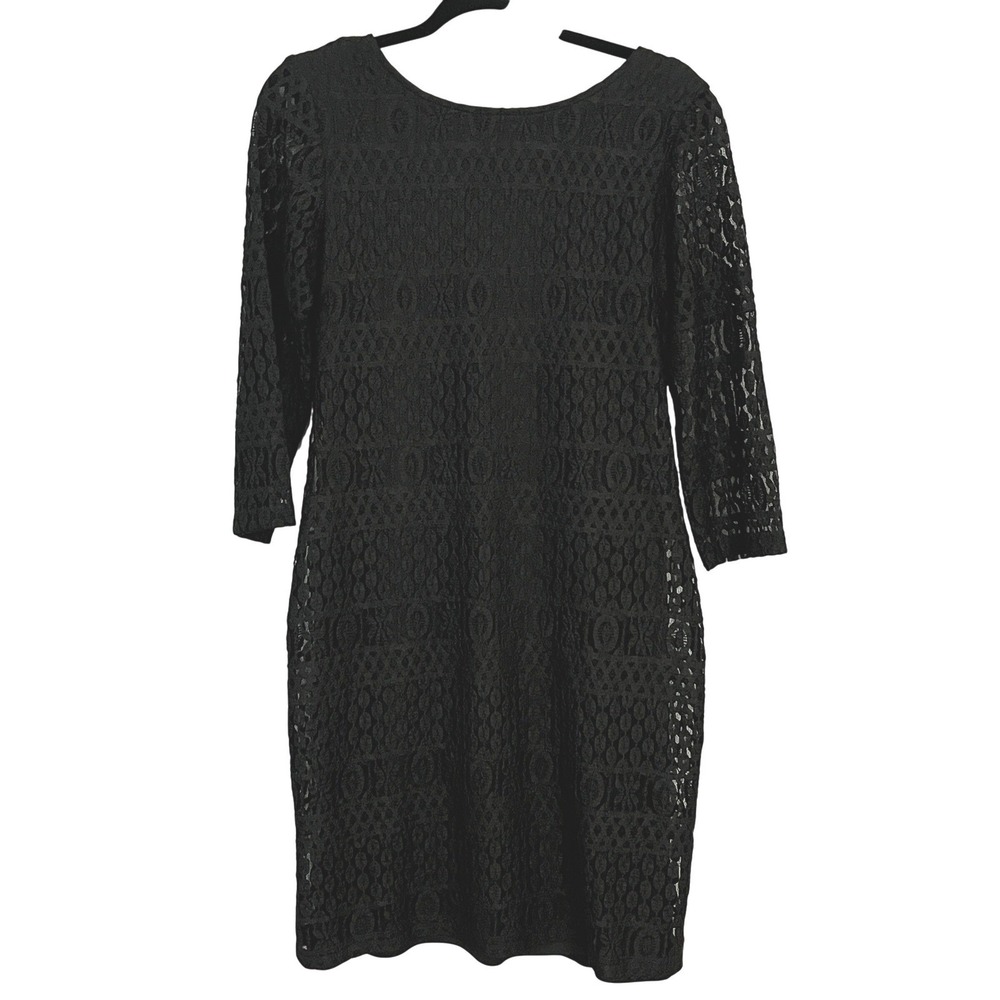 Ronni Nicole Womens Sz 6 Black Lace Sheath Dress Party Cocktail Y2K Chic Stretch